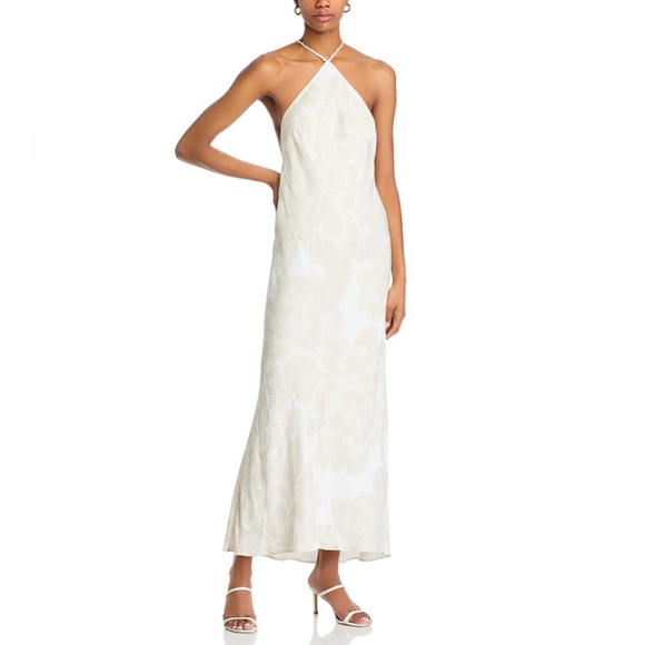 FARM Rio Dresses & Skirts - FARM Rio Off White Maxi Dress with Floral Print and Beaded Neck Strap